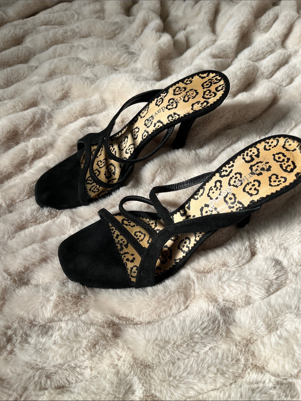 Charles David Suede Black Strappy Heeled Sandals - Women